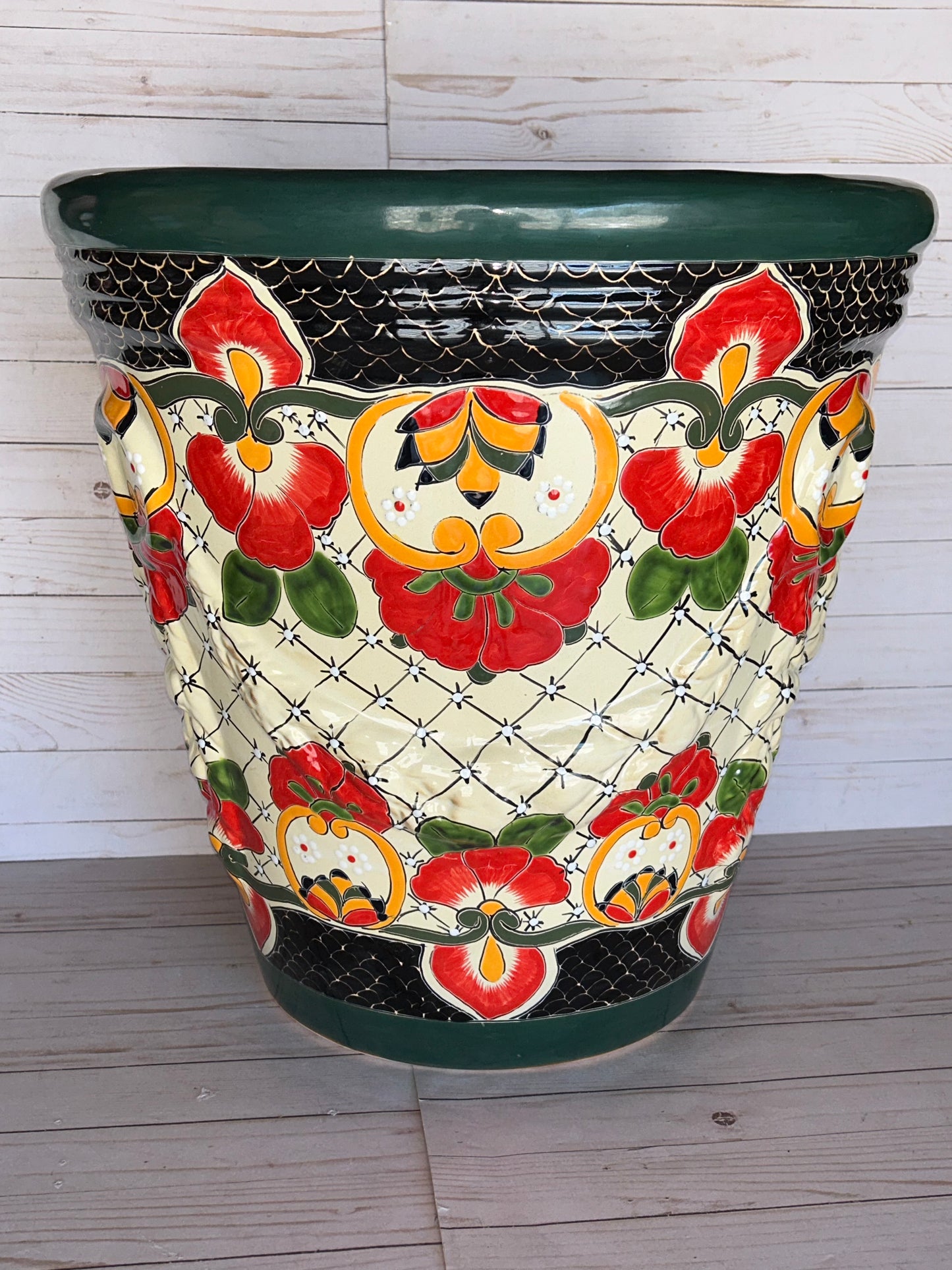 Jumbo Extra Large Handcrafted Talavera Planter – 21”H x 21” Top Diameter x 12.5” Bottom Diameter