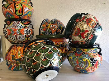 mexican ceramic plant pots Handmade Talavera Michoacanas Planters MD-12.5"H/ LG-15"H – Sol de Mexico Imports