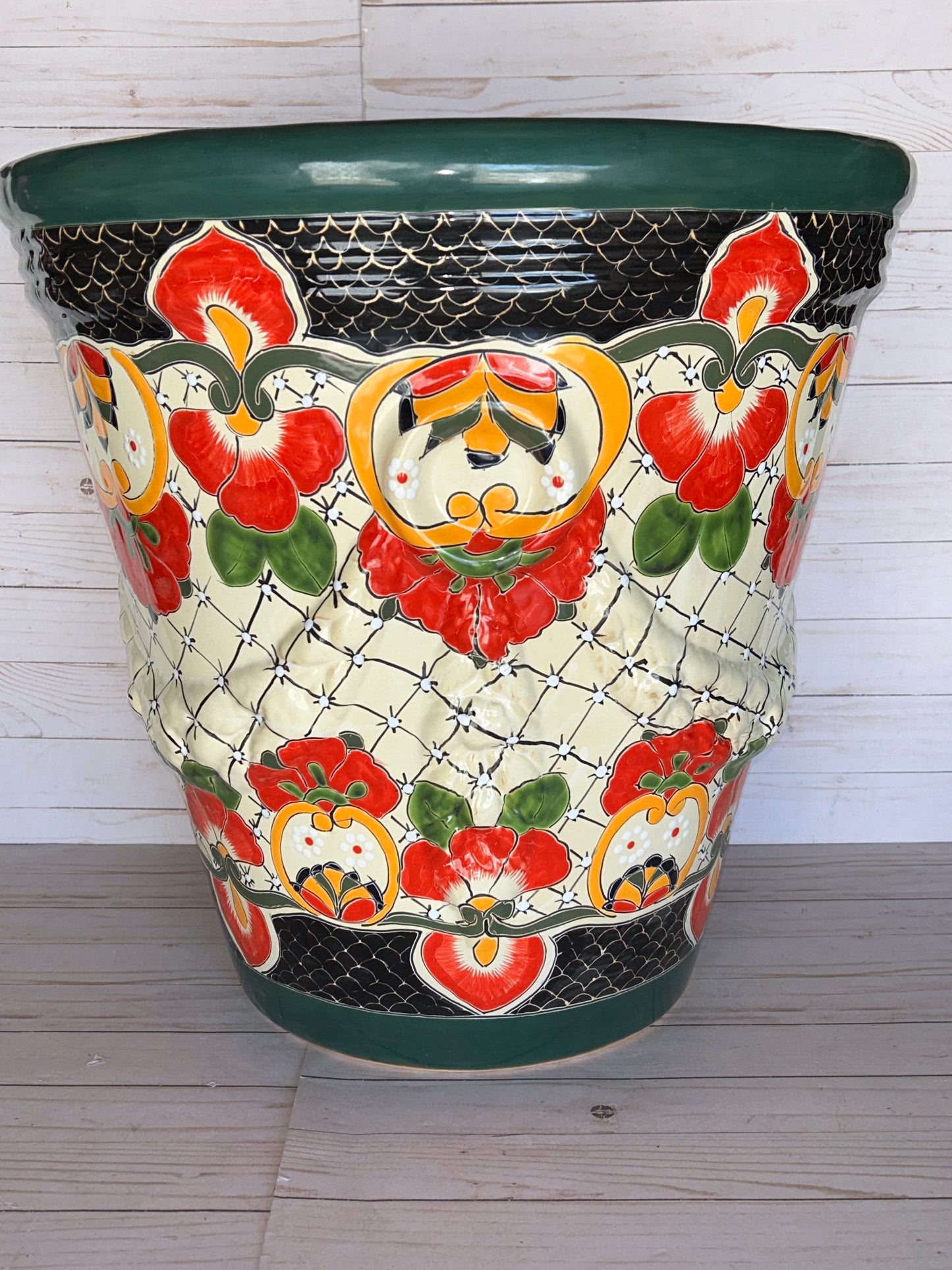Jumbo Extra Large Handcrafted Talavera Planter – 21”H x 21” Top Diameter x 12.5” Bottom Diameter