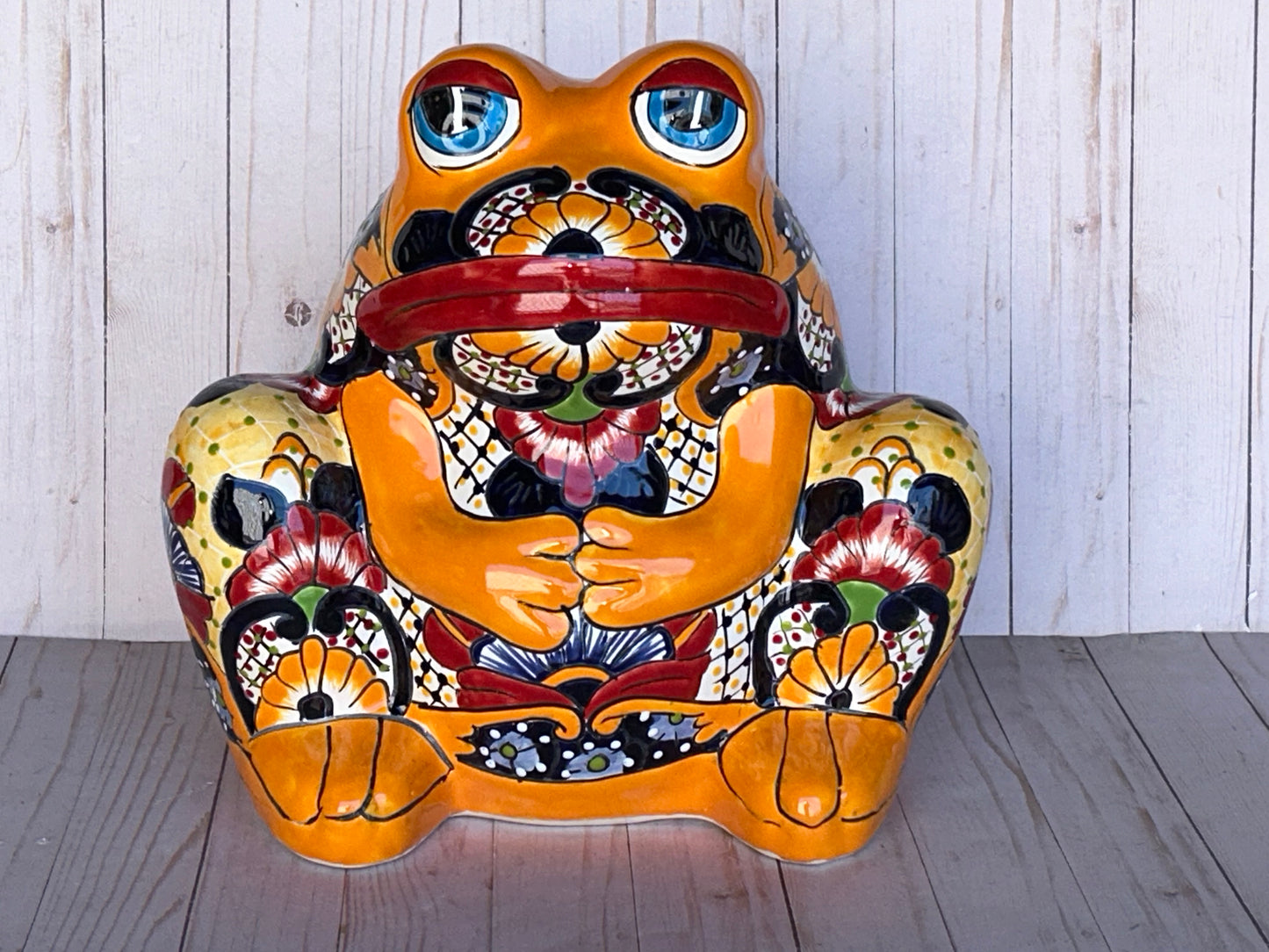 Beautiful Handmade Talavera Bullfrog Flower Planters