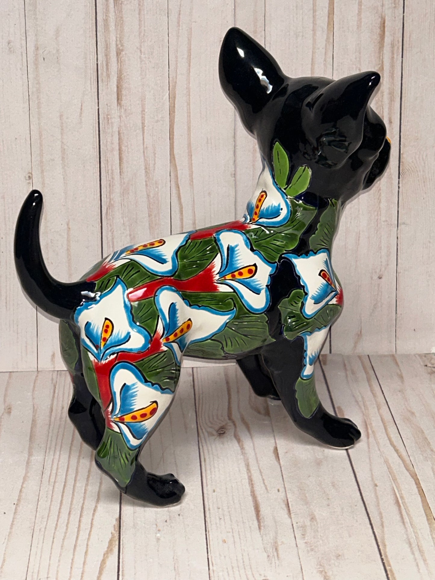 Adorable Large Talavera 13" Tall Ceramic Standing Chihuahua Dog