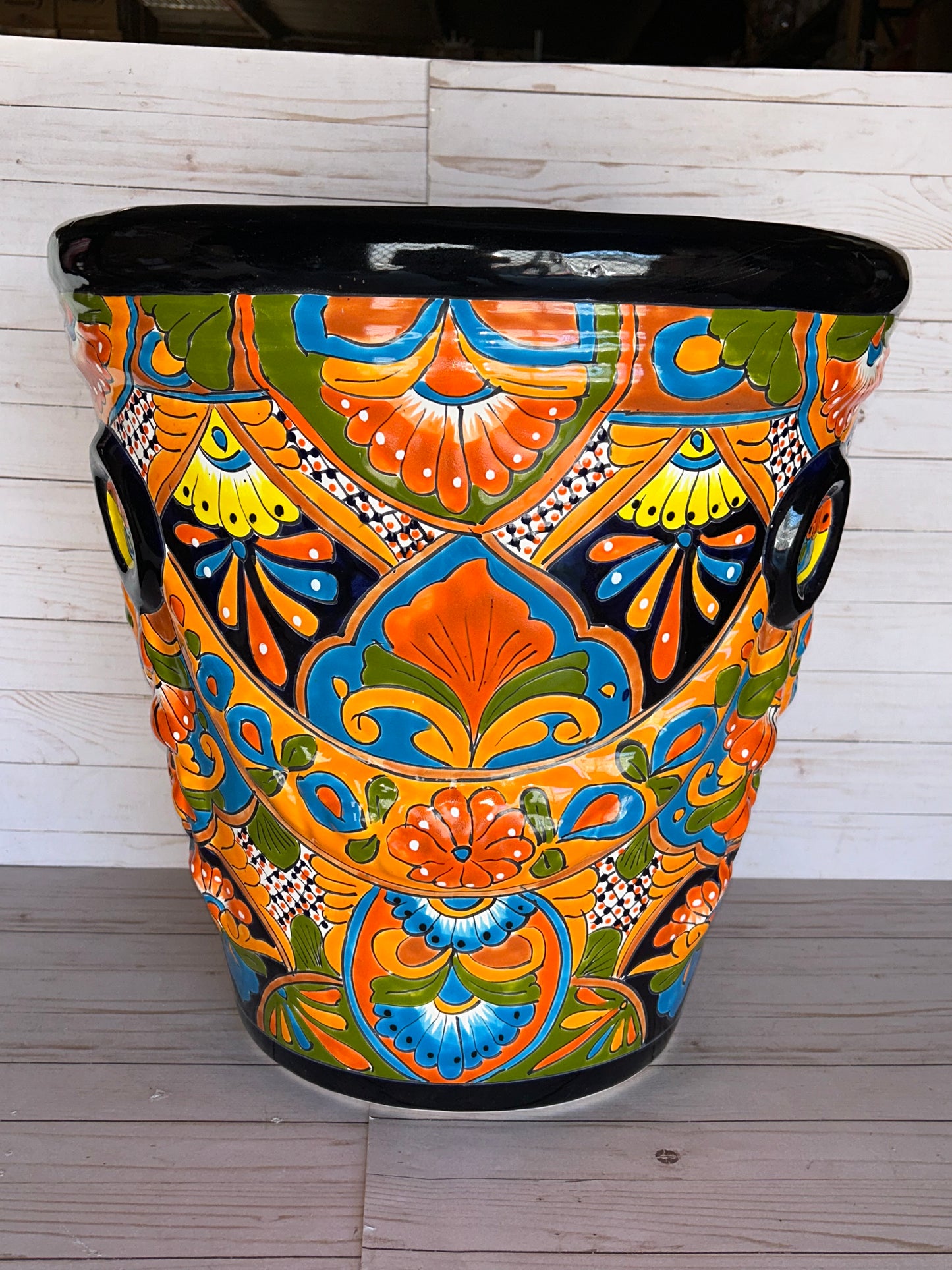 Jumbo Extra Large Handcrafted Talavera Planter – 21”H x 21” Top Diameter x 12.5” Bottom Diameter