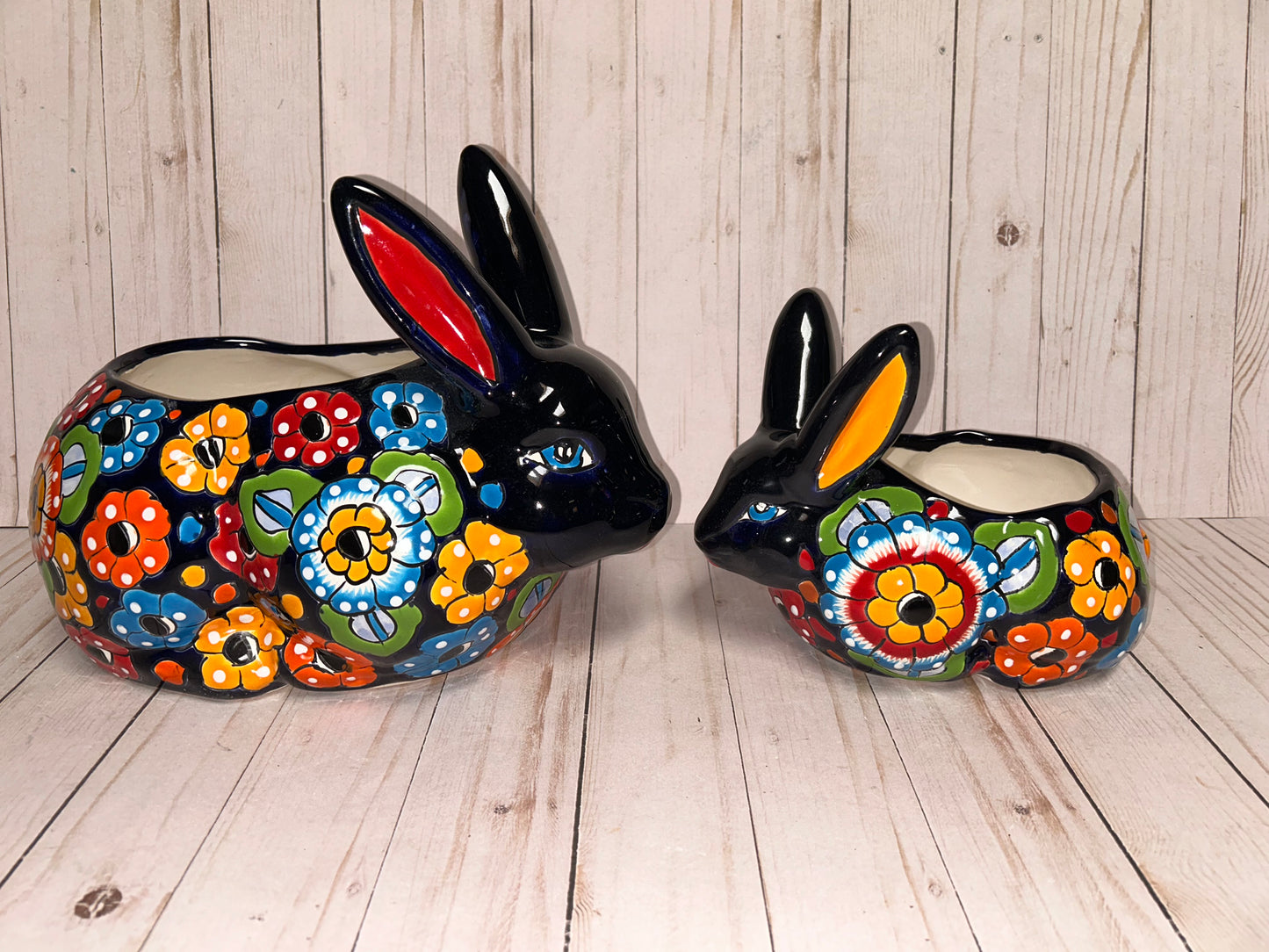 HANDCRAFTED TALAVERA RABBITS FLOWERPOTS