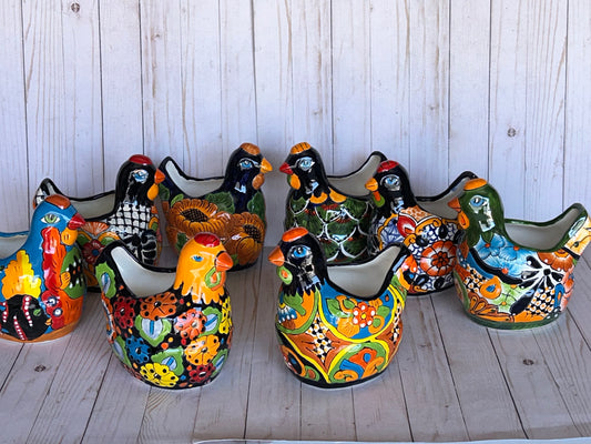 Colorful Talavera Chicken Planters