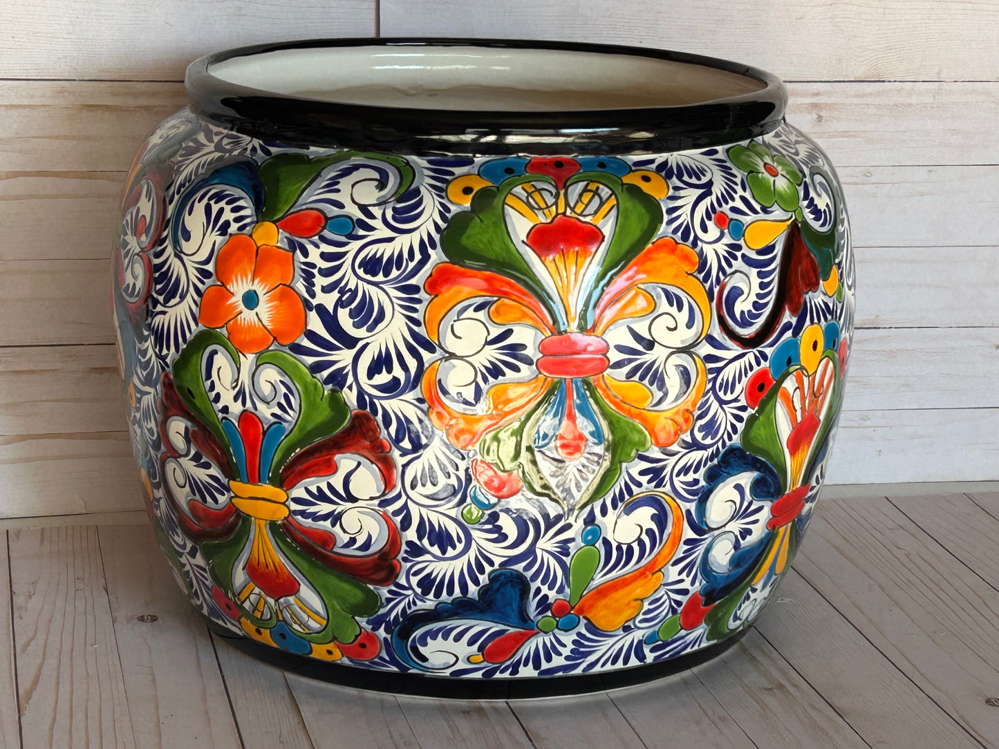 Round Handcrafted Talavera Flower Planters MD and LG size available.