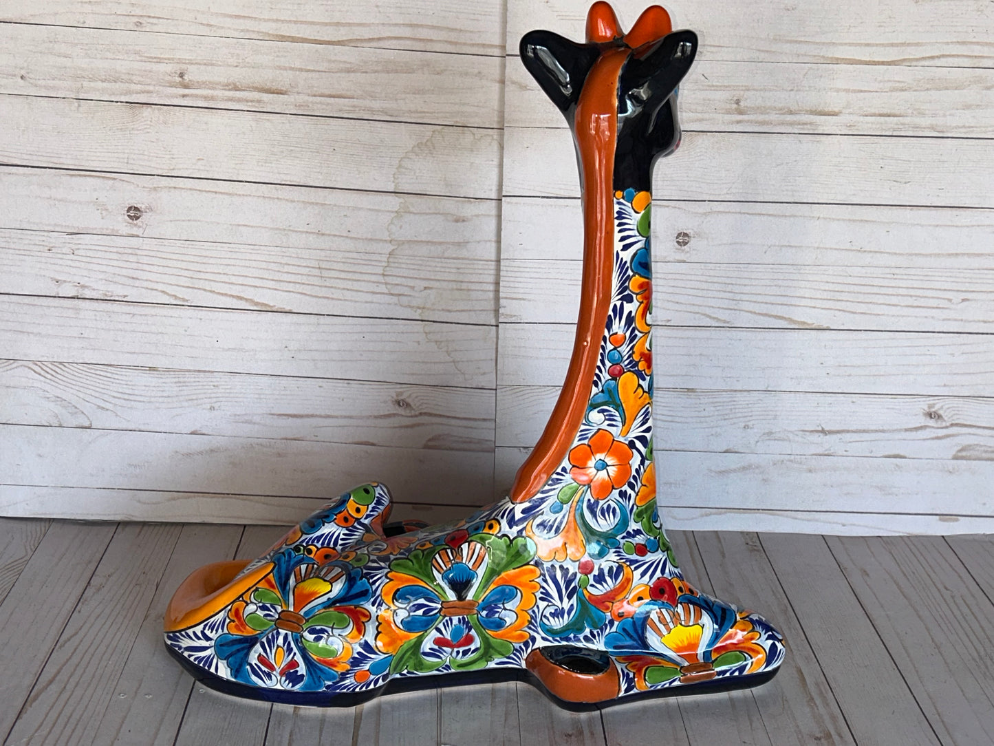 Hand-Painted Talavera Giraffe – Mexican Folk Art Ceramic Figurine