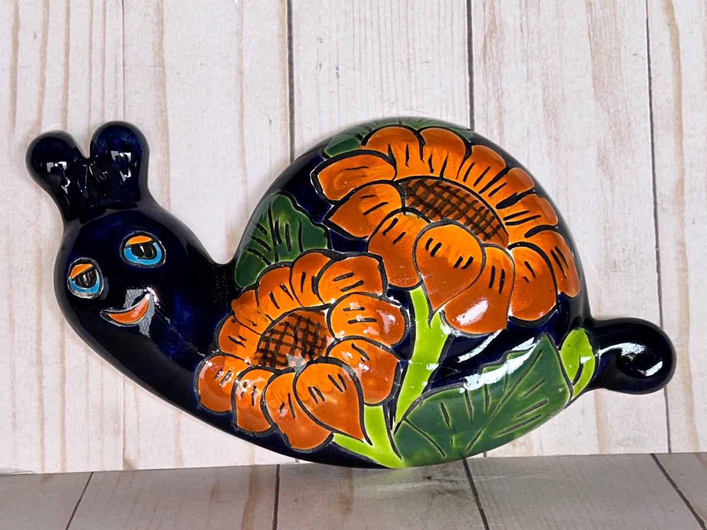 Hand-Painted Talavera Wall Snail Figurines