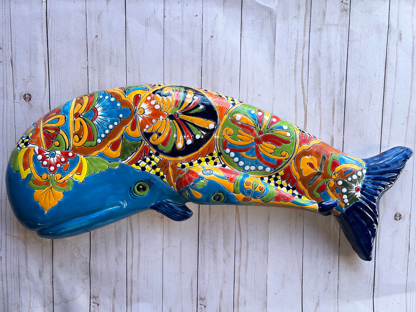Handcrafted Talavera Wall Whale