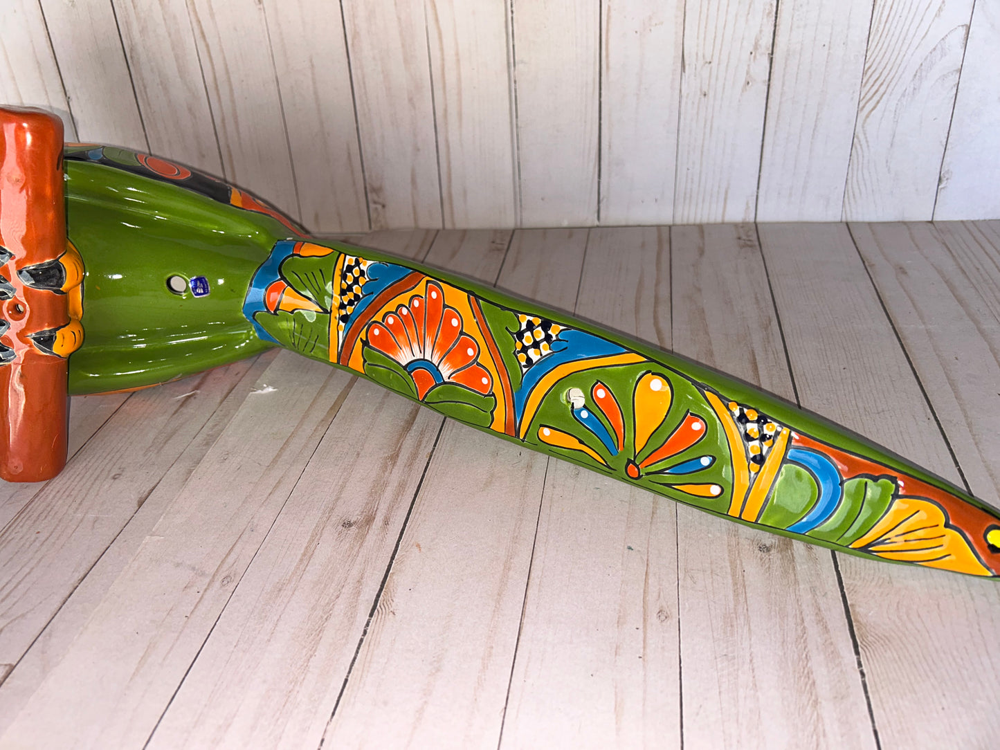 Handmade Ceramic Hanging Parrot: Classic Talavera Pattern Mexican Decor