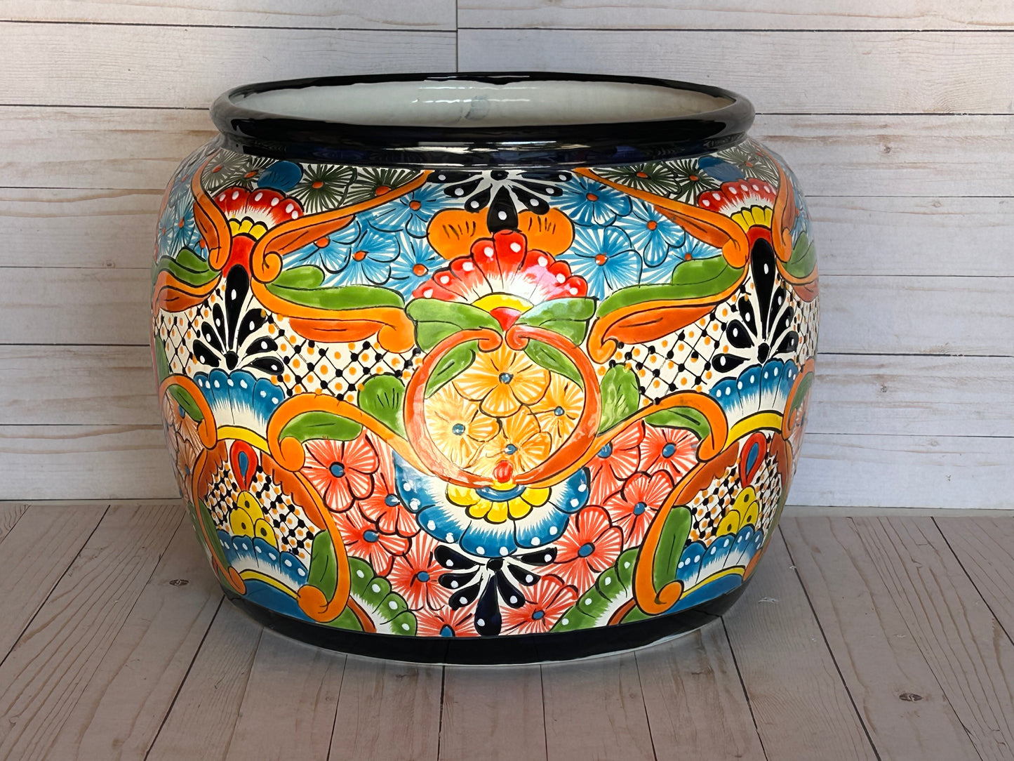 Round Handcrafted Talavera Flower Planters MD and LG size available.