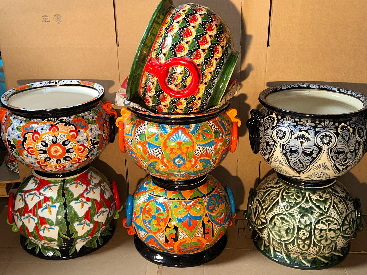 Jumbo Extra Large Handcrafted Talavera Ring Planters 17.75” H x 26” W– Assorted Designs