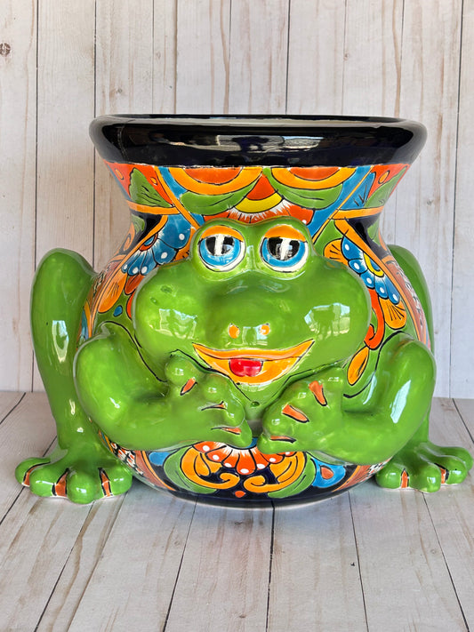 Talavera Frog Planter – Handmade Mexican Ceramic Frog Flower Pot
