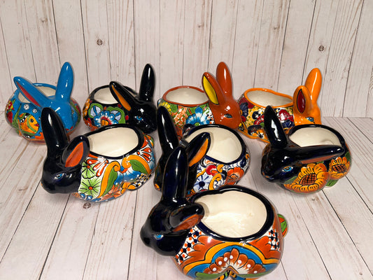 HANDCRAFTED TALAVERA RABBITS FLOWERPOTS