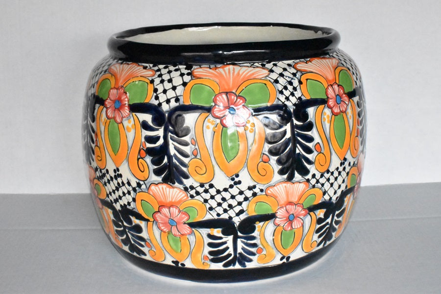 Round Handcrafted Talavera Flower Planters MD and LG size available.