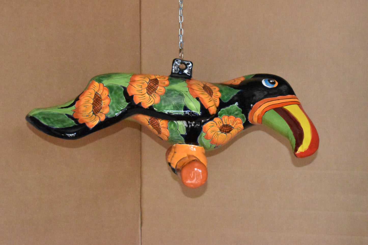 HANGING TOUCAN ORANGE SUNFLOWERS