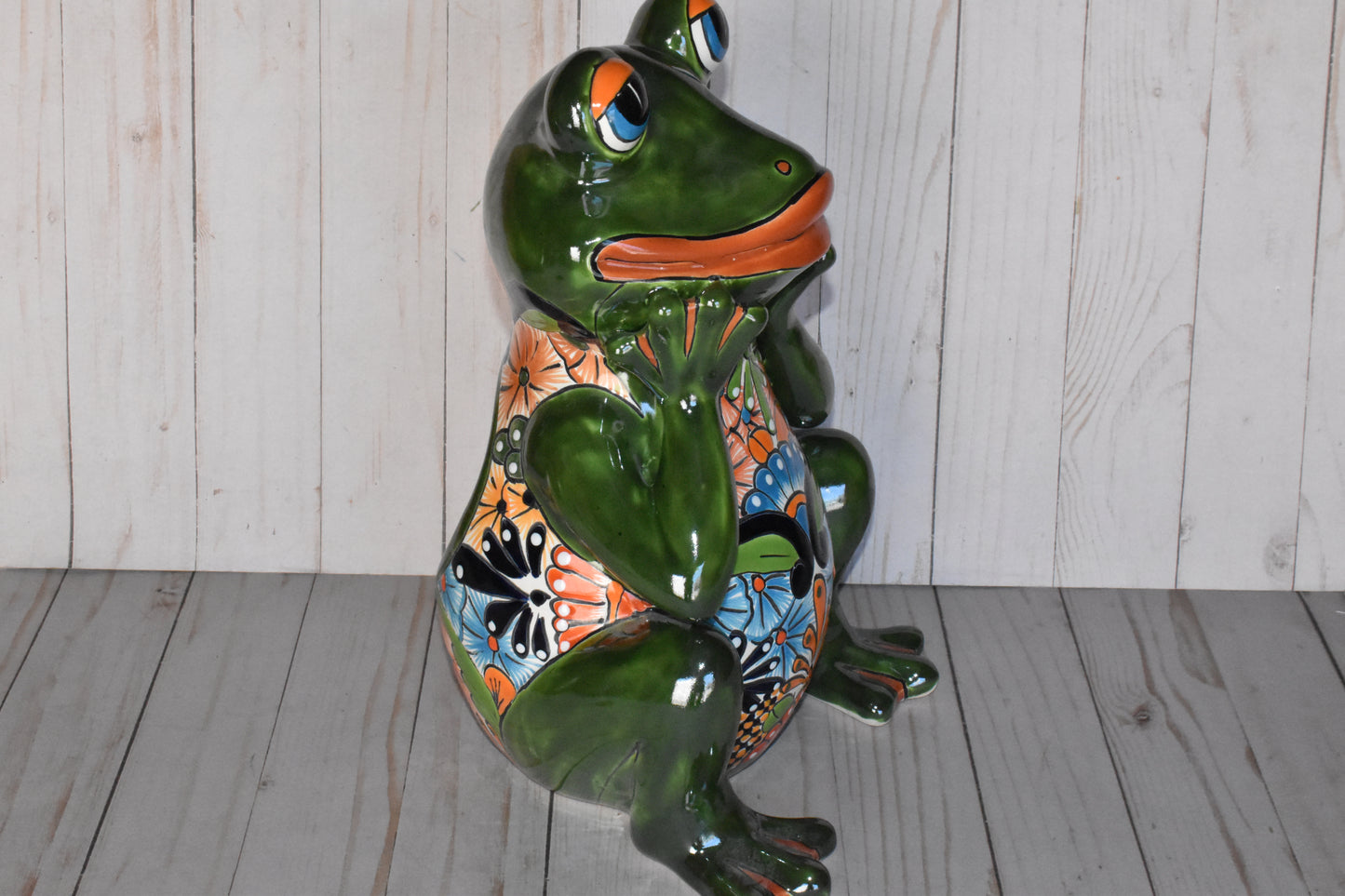 Adorable Talavera Flower Planter Smiling Frog