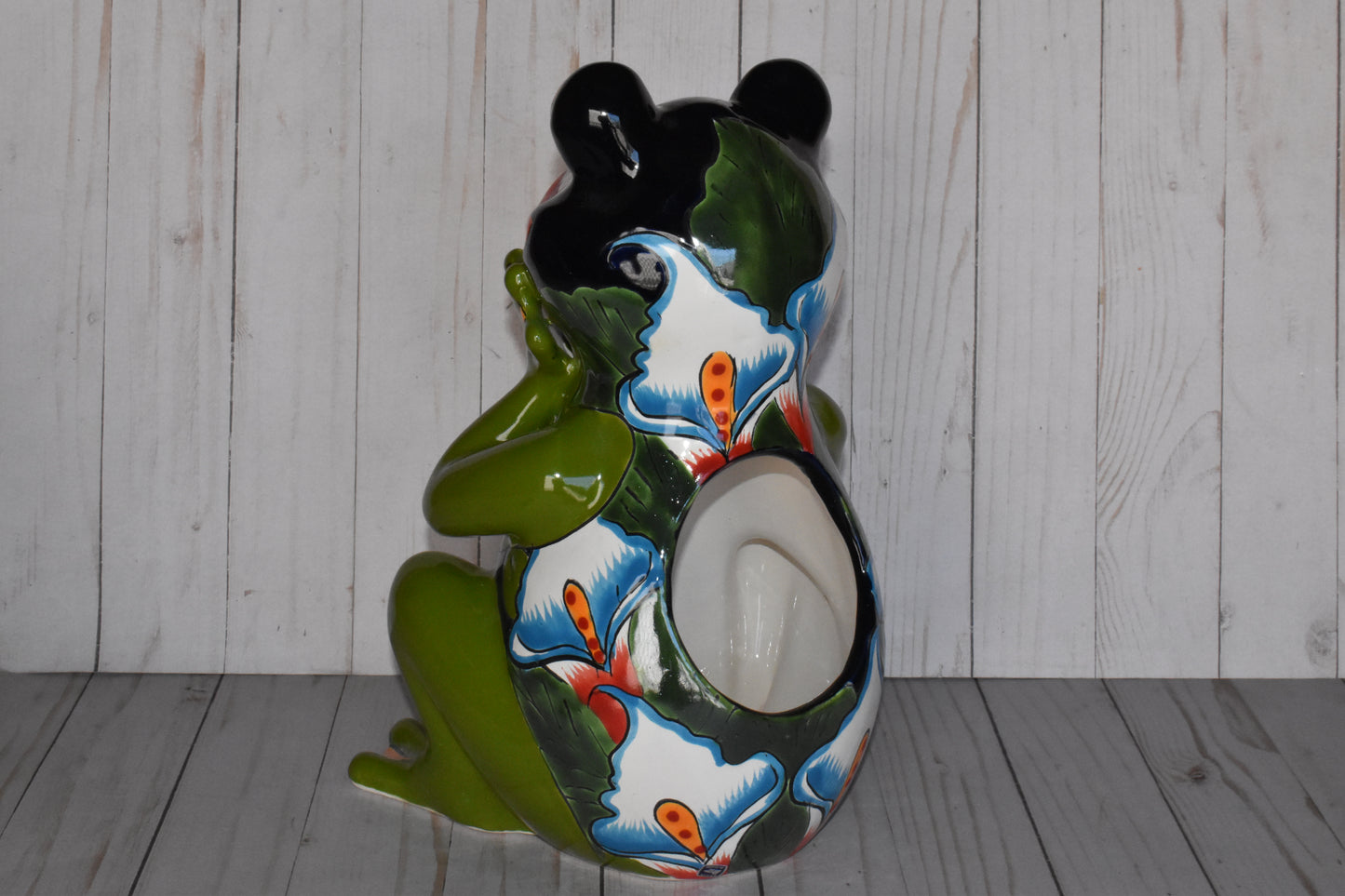 Adorable Talavera Flower Planter Smiling Frog