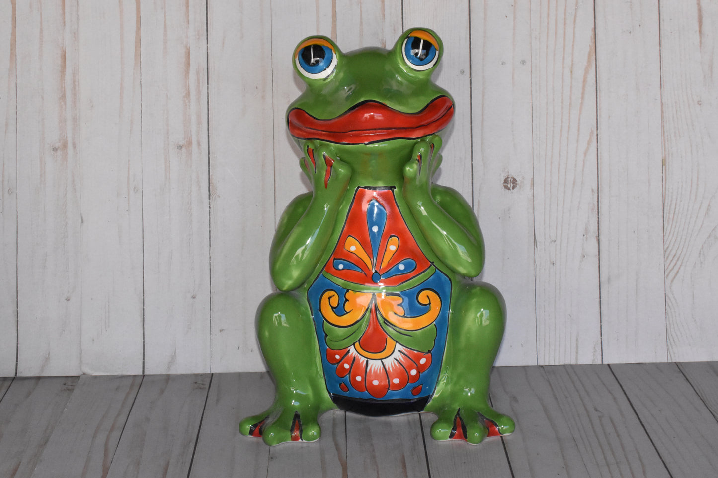 Adorable Talavera Flower Planter Smiling Frog