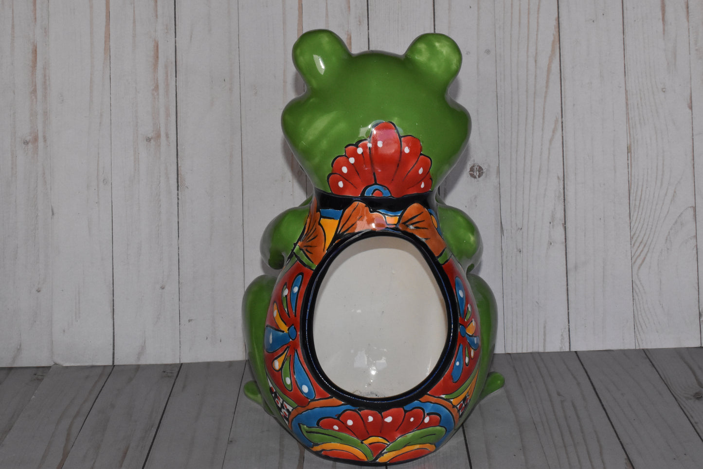 Adorable Talavera Flower Planter Smiling Frog