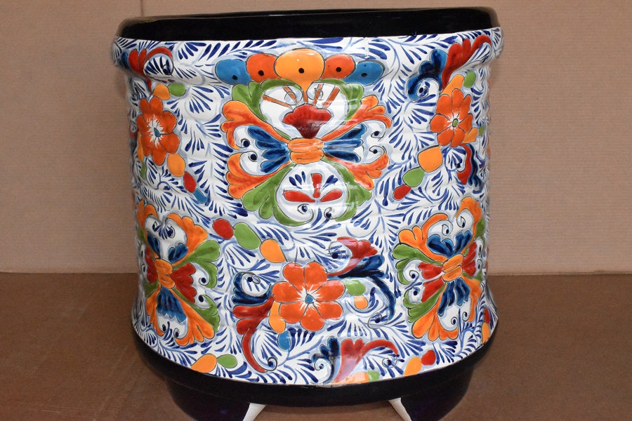 Jumbo Extra Large Round Handcrafted Talavera Flower Planters 20.5" H