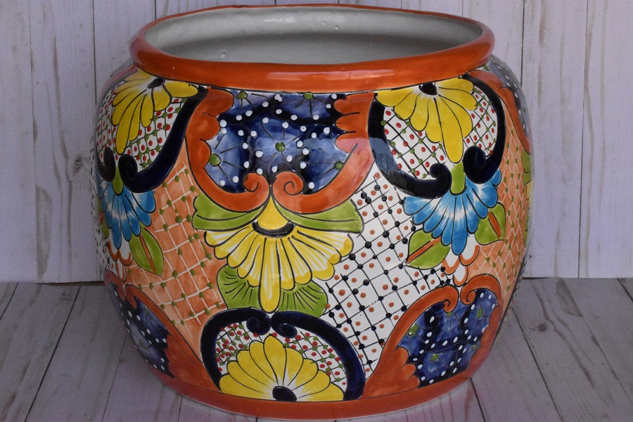 Round Handcrafted Talavera Flower Planters MD and LG size available.