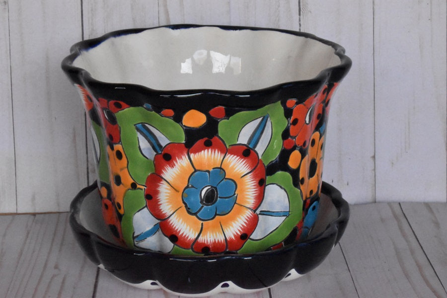 Small Talavera Planters with Saucer Plate Attached