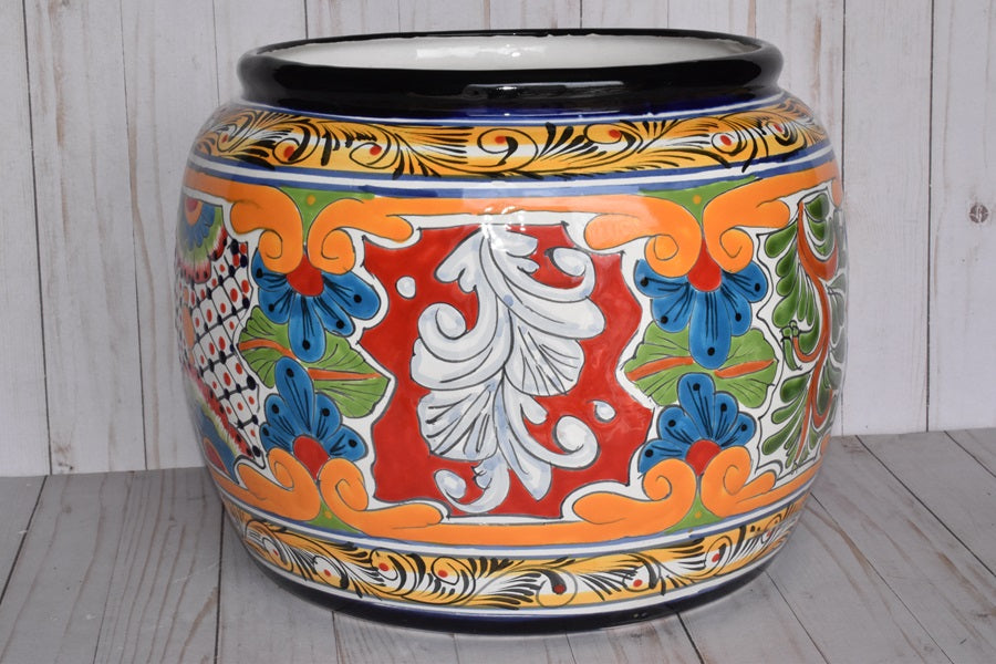 Round Handcrafted Talavera Flower Planters MD and LG size available.