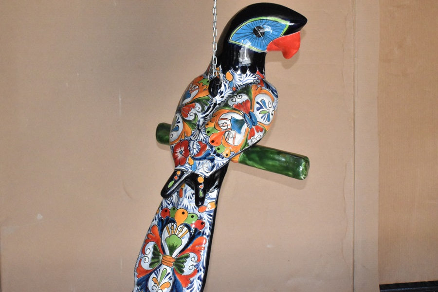 Jumbo XXLG Hanging Talavera Parrot in Spring Pattern
