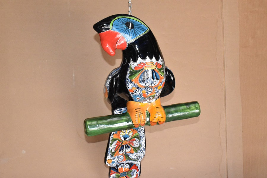 Jumbo XXLG Hanging Talavera Parrot in Spring Pattern