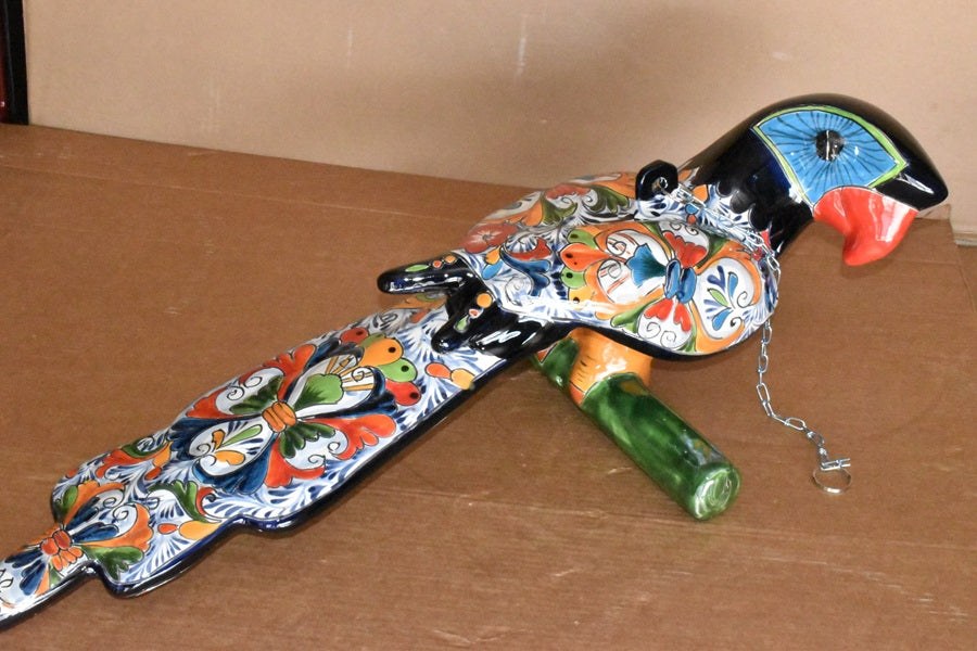Jumbo XXLG Hanging Talavera Parrot in Spring Pattern