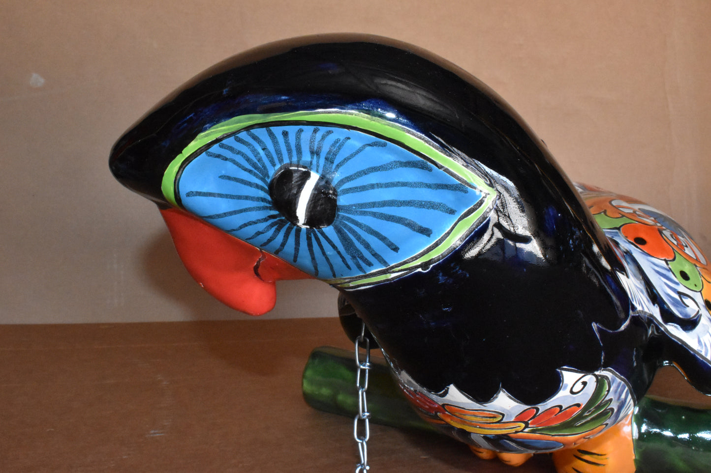 Jumbo XXLG Hanging Talavera Parrot in Spring Pattern