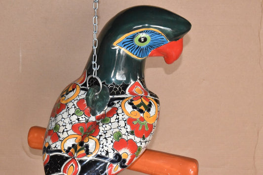 Jumbo XXLG Hanging Talavera Parrot in Mayan Pattern