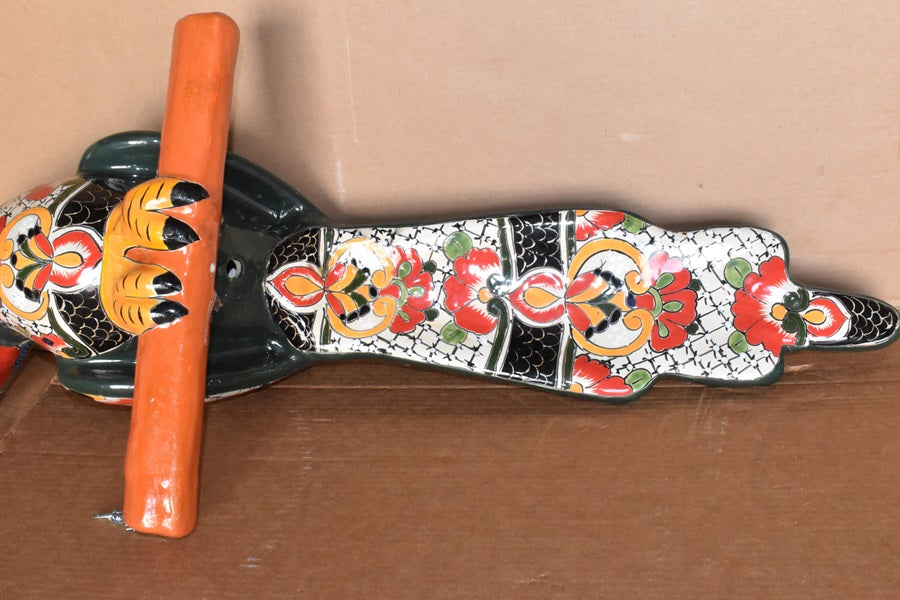 Jumbo XXLG Hanging Talavera Parrot in Mayan Pattern