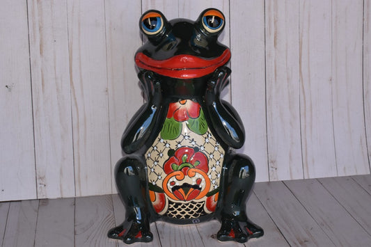 Adorable Talavera Flower Planter Smiling Frog