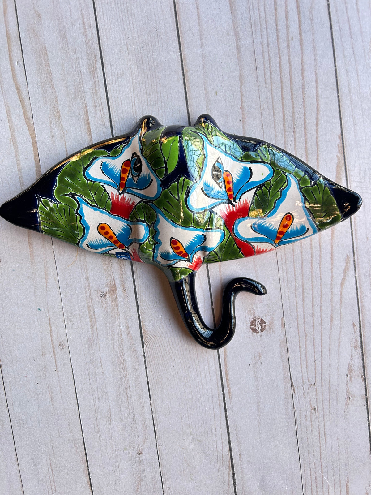 Handcrafted Talavera Ceramic Sculptures Hanging Manta Ray