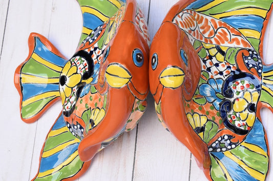 Angelfish- Hancrafted Talavera Ceramic in Sevilla Brown Design