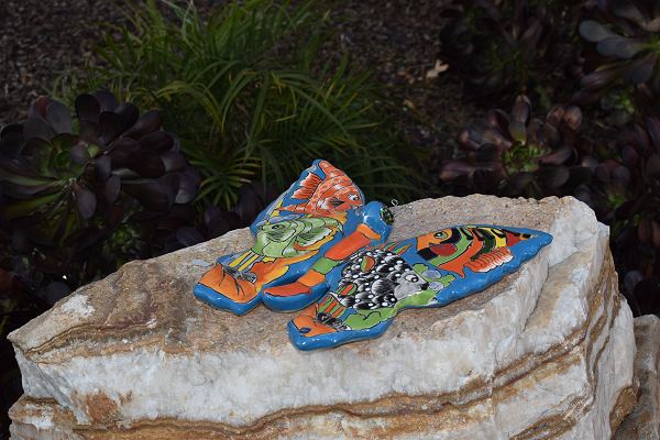 Butterfly Handcrafted Colorful Fish Caribbean Mexican Pottery