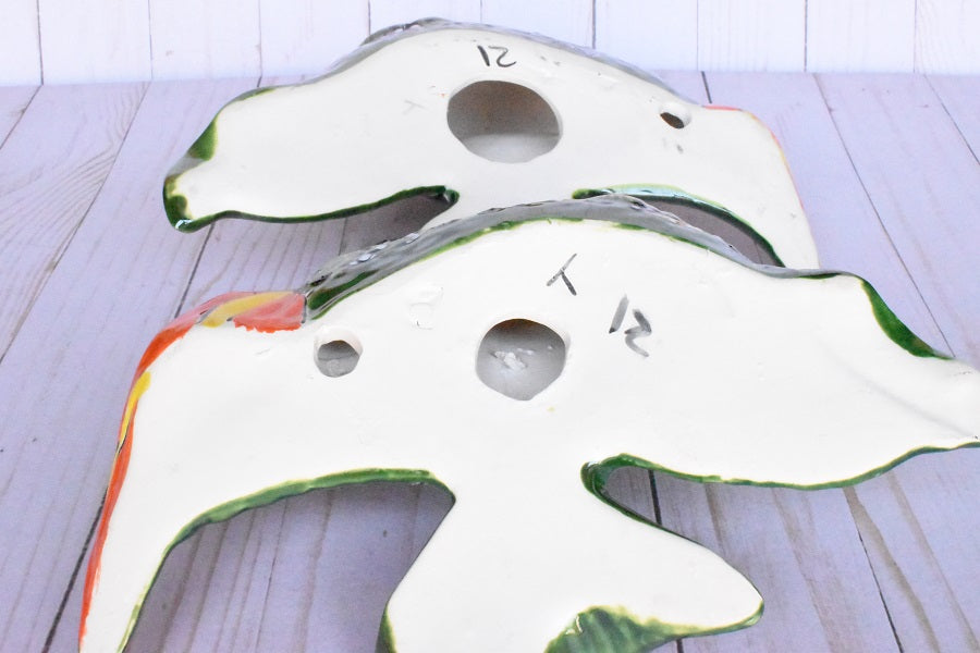 Angelfish- Hancrafted Talavera Ceramic in Green & Red Peacock Design