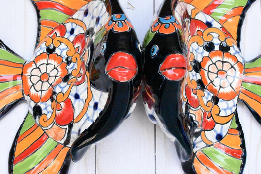 Angelfish- Hancrafted Talavera Ceramic in Puebla White Design