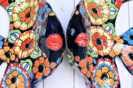 Angelfish- Hancrafted Talavera Ceramic in Flowers Design