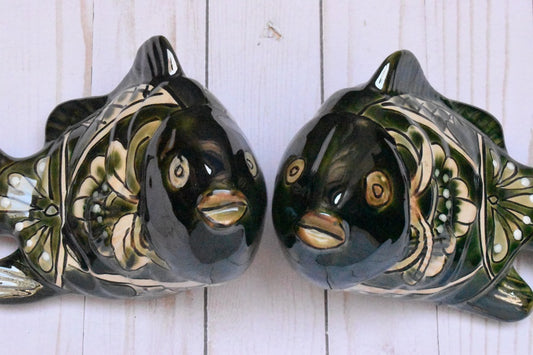 KOI-FISH Handmade Talavera Green Leaf Design