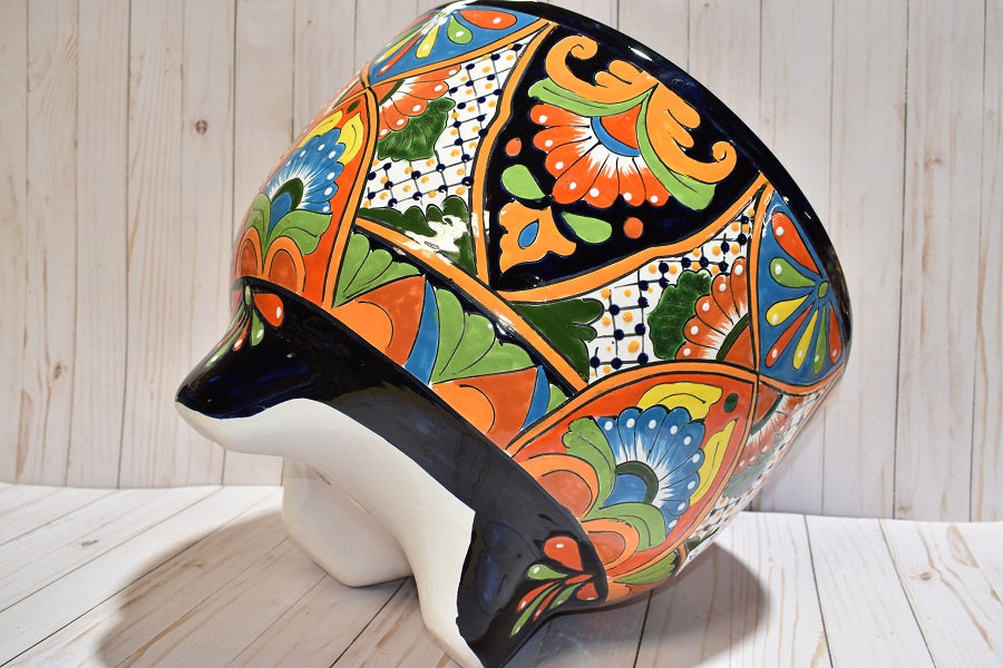 MOLCAJETE FLOWER PLANTER, THREE FEET POT CLASSIC TALAVERA DESIGN