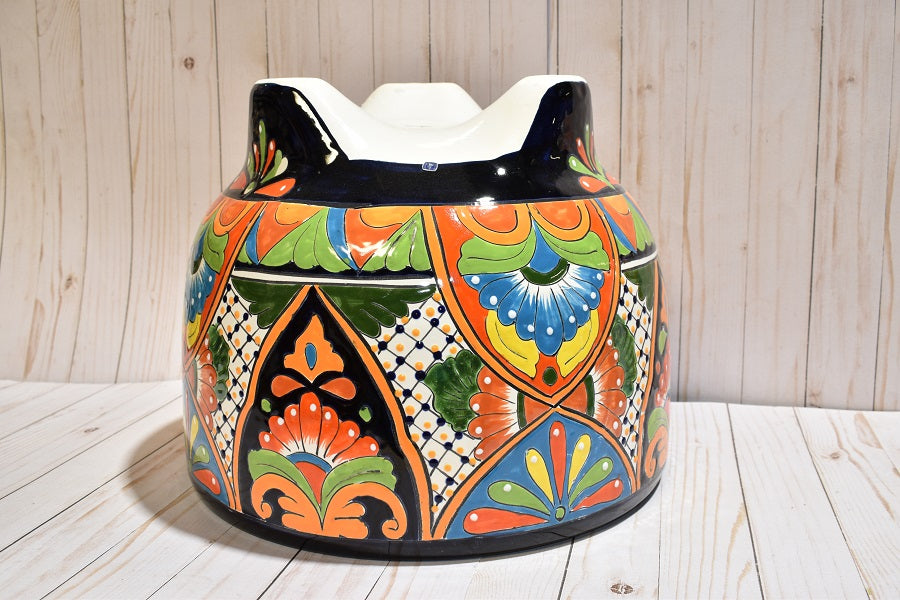 MOLCAJETE FLOWER PLANTER, THREE FEET POT CLASSIC TALAVERA DESIGN