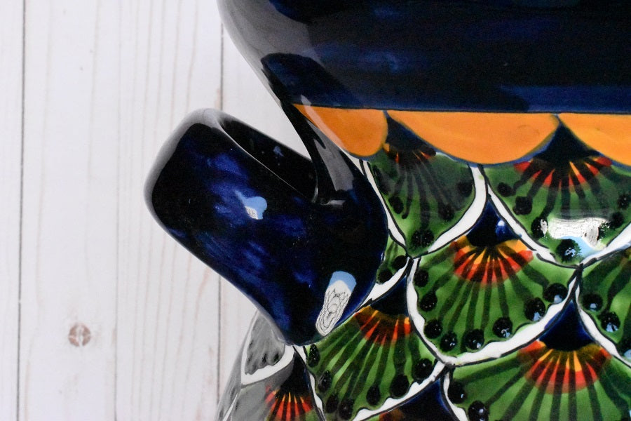 Flowerplanter With Handles Green Peacock Design