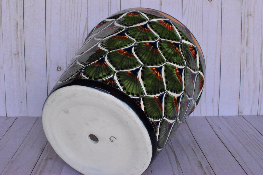Ceramic flowerpot, Classic Peacock Green Design
