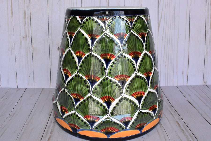Ceramic flowerpot, Classic Peacock Green Design