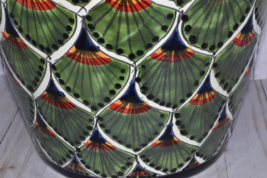 Ceramic flowerpot, Classic Peacock Green Design
