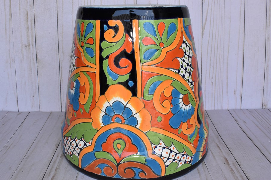 Ceramic flowerpot, colorful Talavera Classic Design