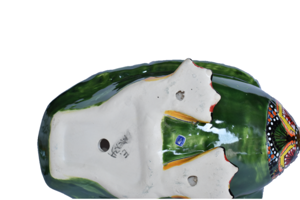 Pelican Planter in Peacock Green and Red Design