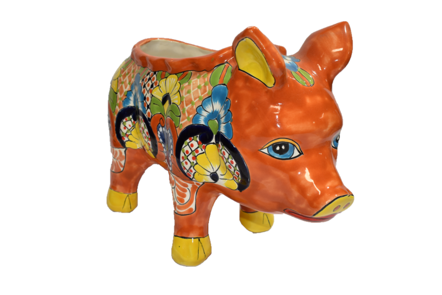 PIG PLANTER HANDCRAFTED IN TALAVERA SEVILLA BROWN DESIGN